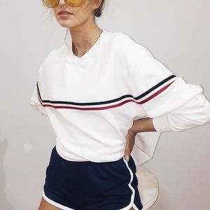 Brandy Melville White striped Crewneck
